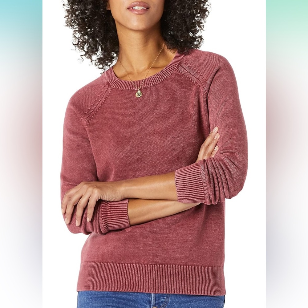 NWT Goodthreads Women's Mineral Wash Crewneck Sweatshirt Sweater Burgundy, XXL